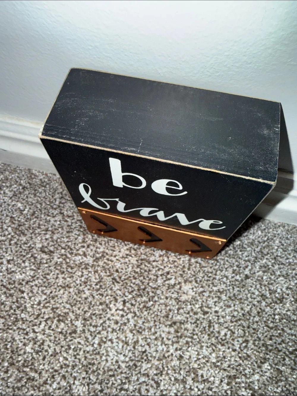 🏖️ 10 items for $20☀️ Be Brave Black and Brown Decorative Wall Block - Inspire
